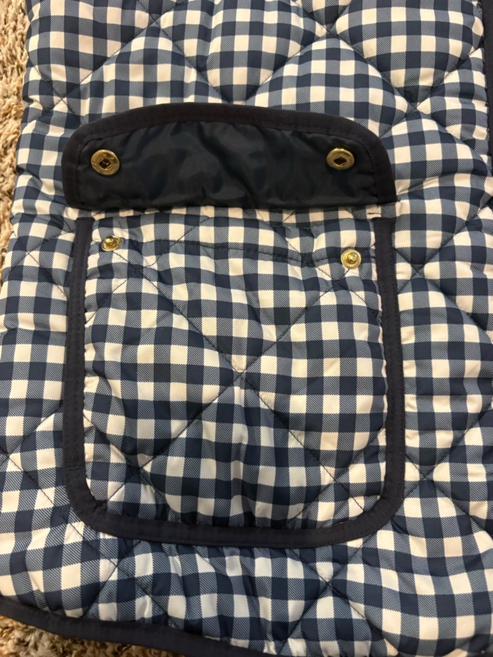 Workshop Republic Clothing Navy and White Gingham Puffer Vest Women’s xl - Picture 4 of 5